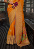 “Exclusive Offer” : Zinnia Orange Woven Embroidered Banarasi Silk Saree
