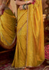 “Exclusive Offer” : Golden Yellow Woven Designer Embroidered Silk Saree With Contrast Blouse