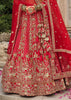 Scarlet Red Heavy Embroidered Designer Lehenga