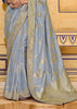 Dusk Blue Woven Banarasi Silk Saree