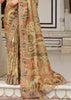 Safari Beige Designer Embroidered Silk Saree