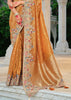 Saffron Orange Designer Embroidered Silk Saree