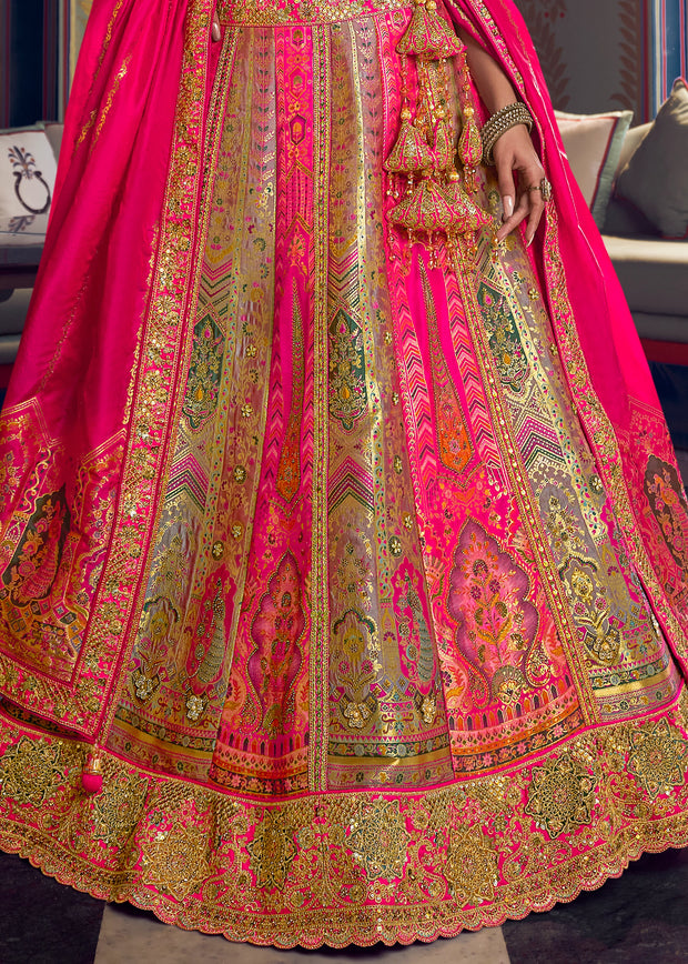 Beige And Pink Heavy Banarasi Designer Lehenga