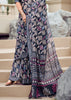 Midnight Black Printed Cotton Silk Saree
