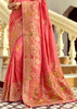 Georgia Peach Woven Banarasi Designer Silk Saree With Contrast Blouse