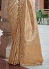 Cream Gold Bead Work Kanjivaram Soft Silk Saree