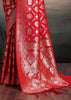 Vermilion Red Woven Banarasi Silk Saree