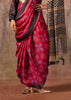 Cherry Red Printed Crepe Satin Silk Saree