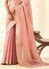 Mellow Pink Woven Linen Tissue Silk Saree