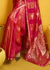 Rose Red Woven Banarasi Satin Silk Saree