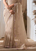 Dusky White Designer Silk Saree