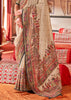Beige And Black Printed Kashmiri Jamewar Saree