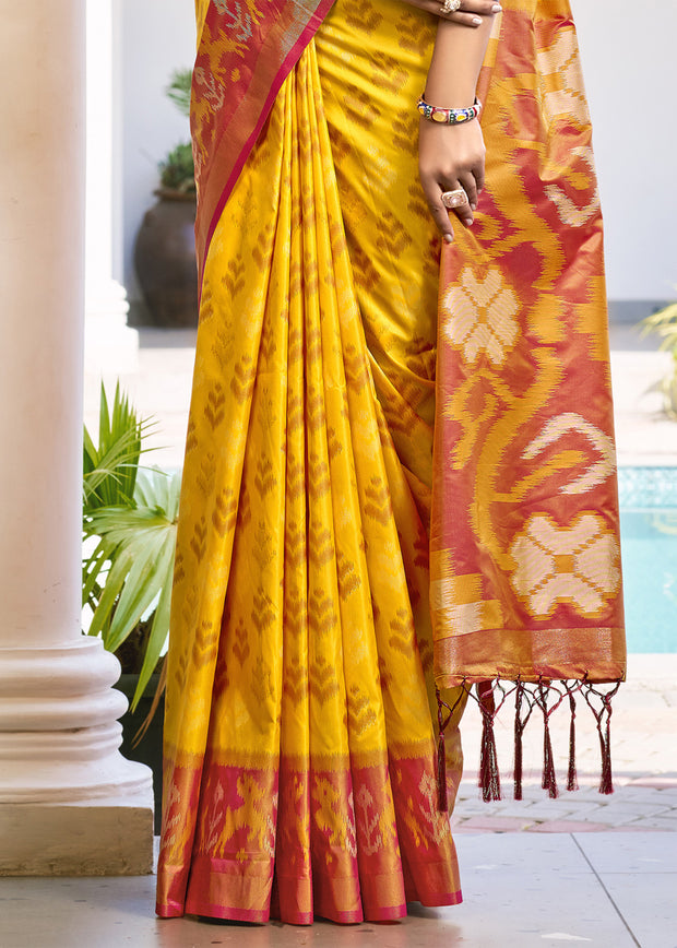 Vibrant Yellow Woven Patola Silk Saree