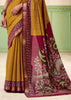 Mustard Yellow kalamkari Printed Cotton Silk Saree