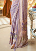 Wisteria Purple Printed Georgette Silk Saree