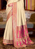 Off White Banarasi Soft Silk Saree