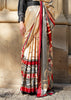 Off White Printed Satin Silk Saree