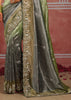 Grey and Green Embroidered Designer Saree