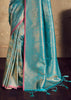 Firozi Blue Woven Kanjivaram Silk Saree
