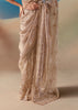 Beige Satin Organza Embroidered Saree