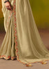 Golden Green Designer Embroidered Saree
