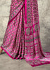 Elegant Pink Printed Satin Silk Saree