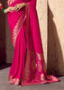 Rani Pink Woven Crepe Georgette Saree