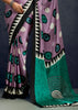 Dusky Lavender Printed Satin Silk Saree