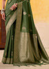 Mehndi Green Woven Tusser Silk Saree