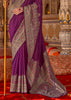 Wine Purple Printed Kashmiri Jamewar Saree
