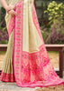 Beige Pink Woven Banarasi Silk Saree