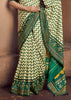 Green And Cream Printed Patola Silk Saree