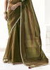 Mehndi Green Designer Organza Tissue Silk Saree