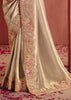 Silver Peach Designer Embroidered Saree