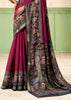 Burgundy kalamkari Printed Cotton Silk Saree
