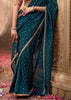“Exclusive Offer” : Coral Blue Woven Designer Embroidered Silk Saree With Contrast Blouse