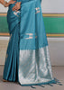 Heritage Blue Woven Satin Silk Saree