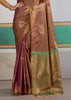 Almond Brown Woven Silk Saree With Contrast Blouse