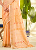 Delight Orange Woven Linen Silk Saree