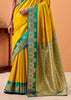 Vibrant Yellow Banarasi Satin Silk Saree