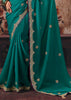 Rama Green Designer Silk Saree With Embroidered Blouse