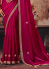 Magenta Pink Designer Satin Silk Saree With Embroidered Blouse