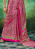 Pink Printed Satin Silk Saree