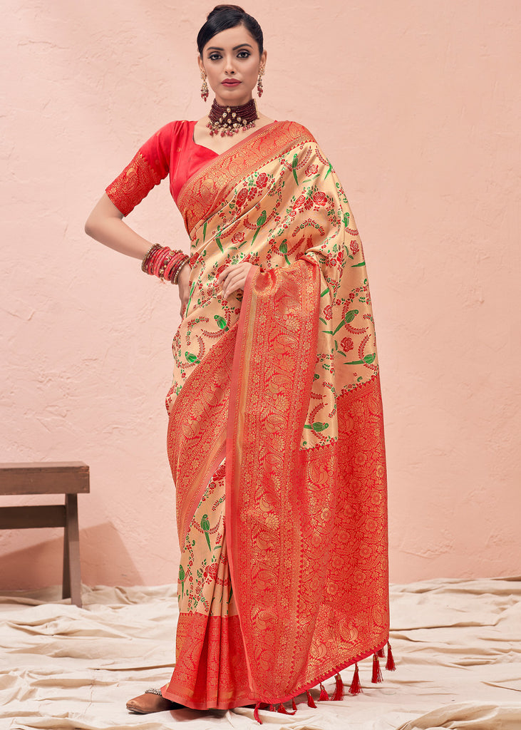 Red Coloured Exclusive Kubera Pattu Women Party wear Pure Kanjivaram silk  Saree with Brocade Blouse!! – Royskart