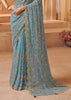 Heritage Blue Designer Tissue Silk Saree