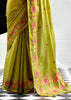 Lime Green Woven Tissue Silk Saree