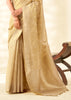 Gold Beige Woven Linen Tissue Silk Saree