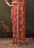 Earth Red Designer Tissue Silk Saree