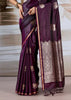 Wine Purple Banarasi Satin Silk Saree