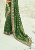Pine Green Woven Georgette Bandhej Designer Saree